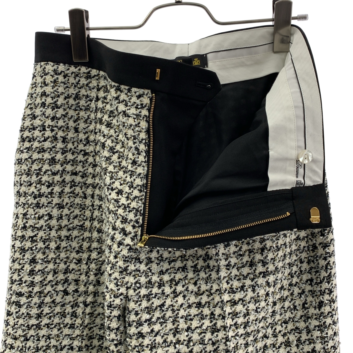 Drawer / ドゥロワー コットン ウール 千鳥格好 ツイード パンツ