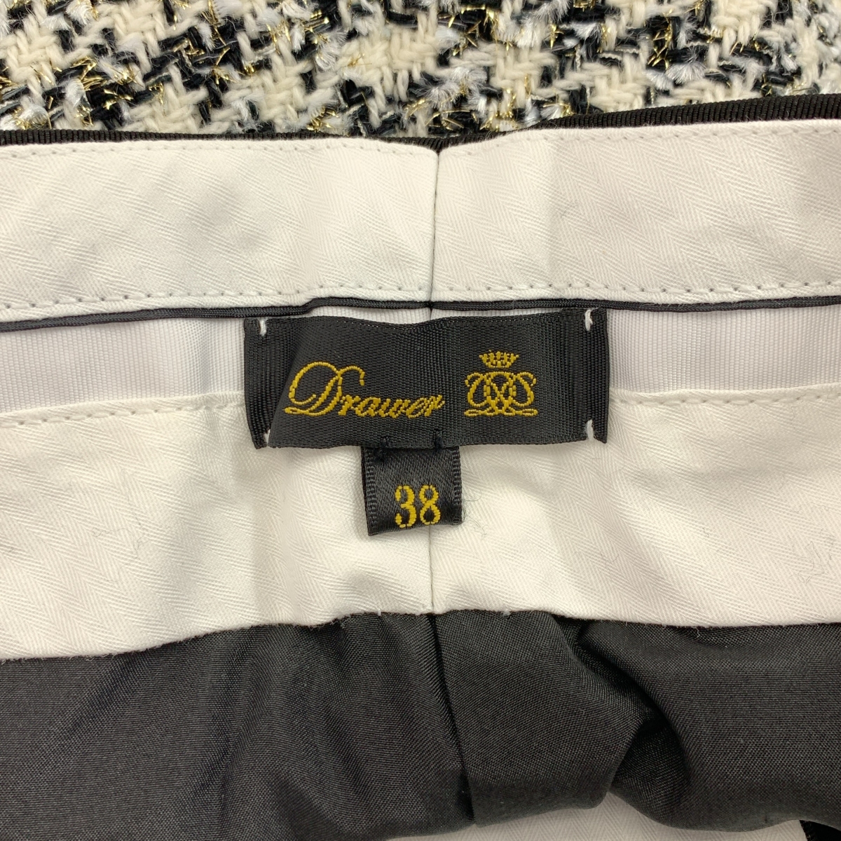 Drawer / ドゥロワー コットン ウール 千鳥格好 ツイード パンツ