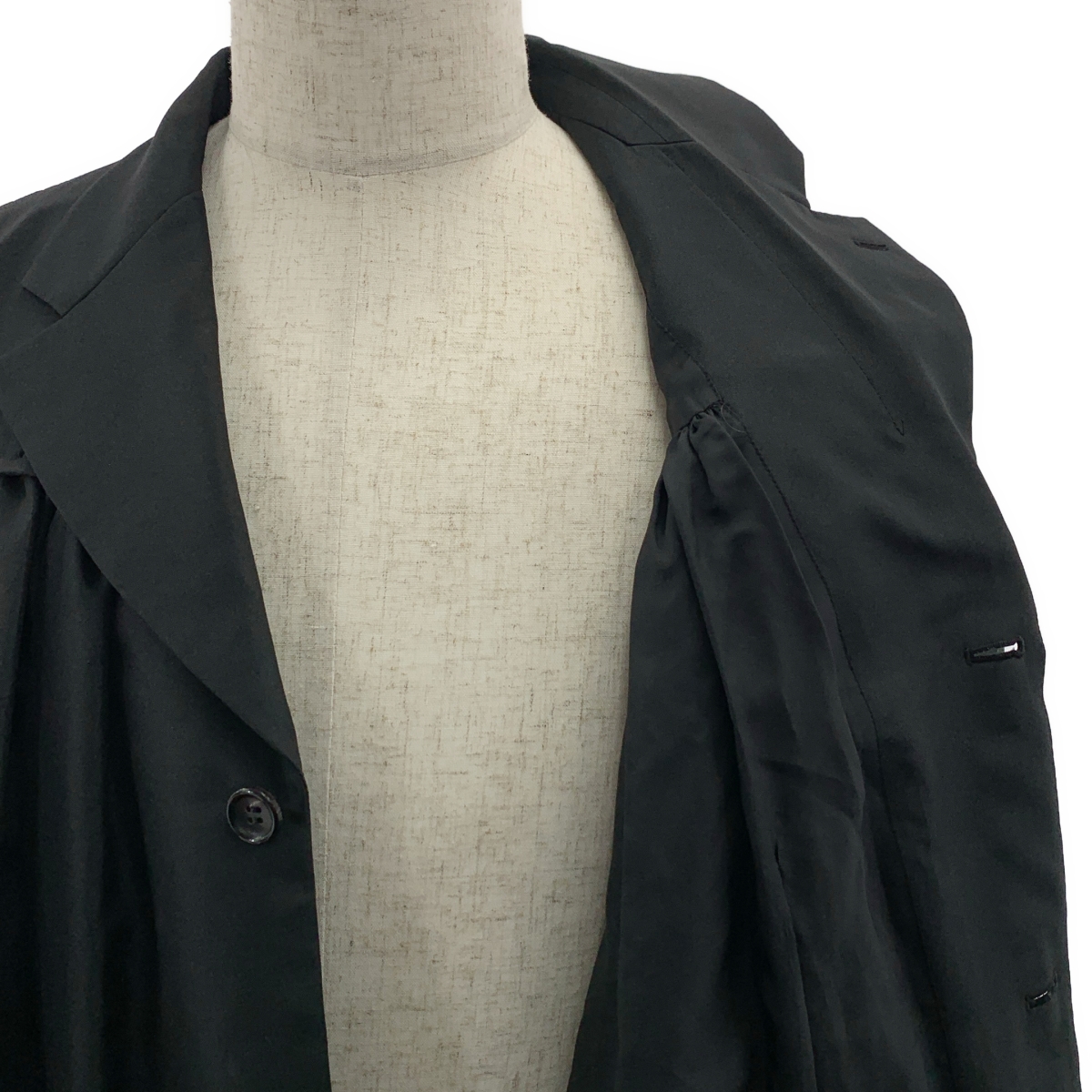 COMME des GARCONS HOMME PLUS / コムデギャルソンオムプリュス ポリエステル 変形 ギャザー ボリューム シングルブレスト ジャケット / 総裏地