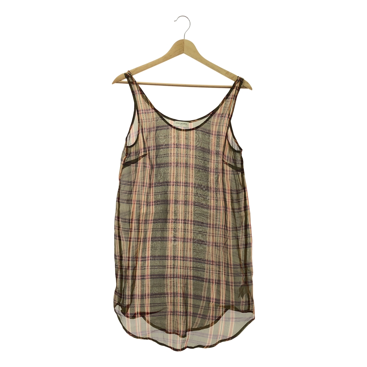 DRIES VAN NOTEN / ドリスヴァンノッテン silk 100％ / シルク ラウンドカット シアー ノースリーブ ロング ブラウス