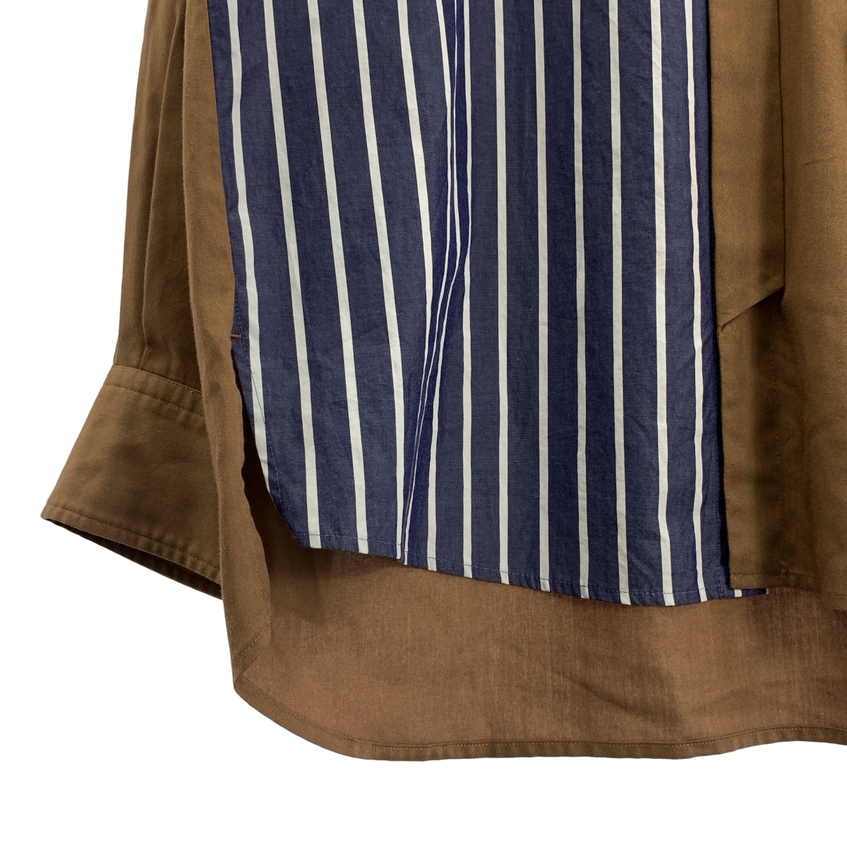 CULLNI / クルニ × PARIGOT ストライプ切替 バンドカラーシャツ