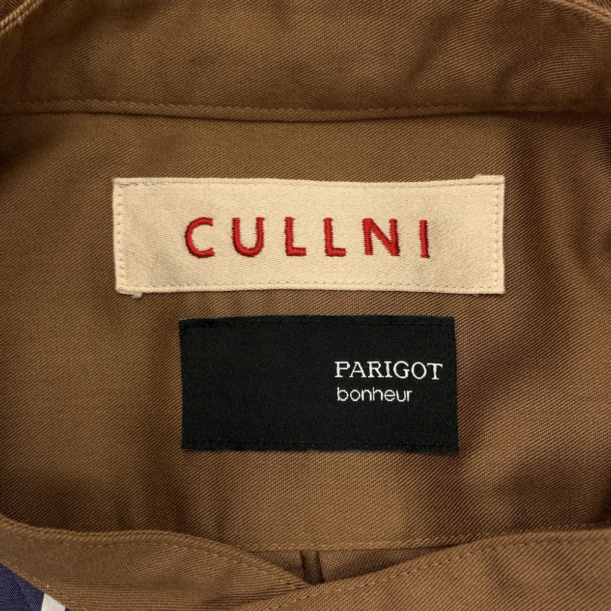 CULLNI / クルニ × PARIGOT ストライプ切替 バンドカラーシャツ