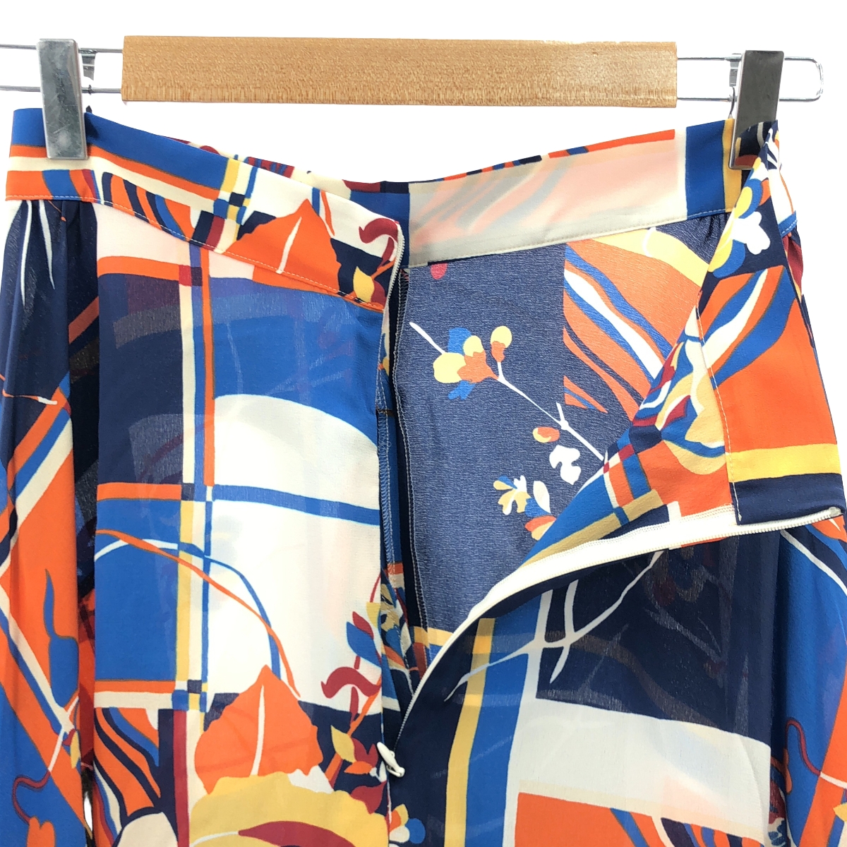 その他 silk 100％ / シルク 総柄 サイドジップ ロングスカート