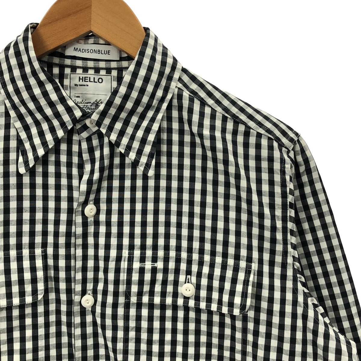 MADISON BLUE / マディソンブルー ギンガムチェック 袖ワンポイントロゴ シャツ ブラウス