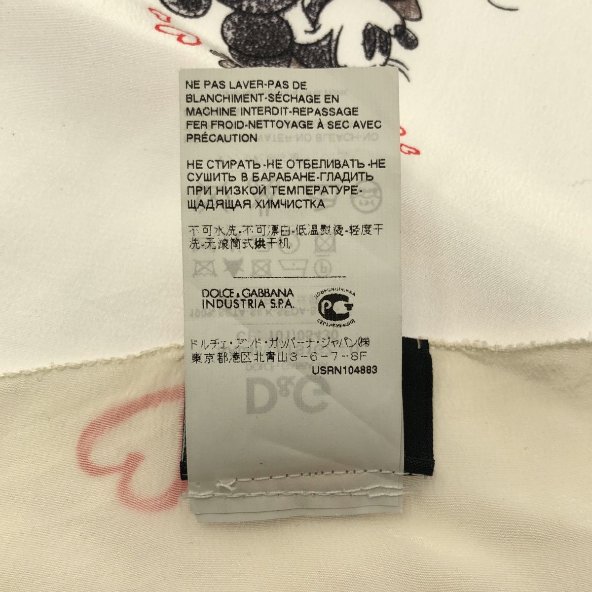 DOLCE＆GABBANA / ドルチェ＆ガッバーナドルガバ ×DISNEY ディズニー / ミッキー&ミニー シルク スカーフ バンダナ