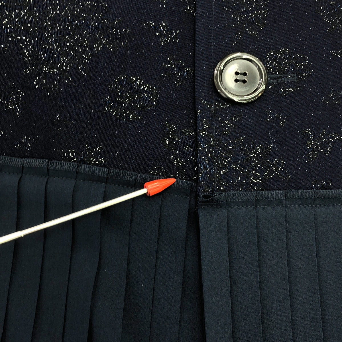 tricot COMME des GARCONS / トリココムデギャルソン ジャガード プリーツ ドッキング ノーカラー コート