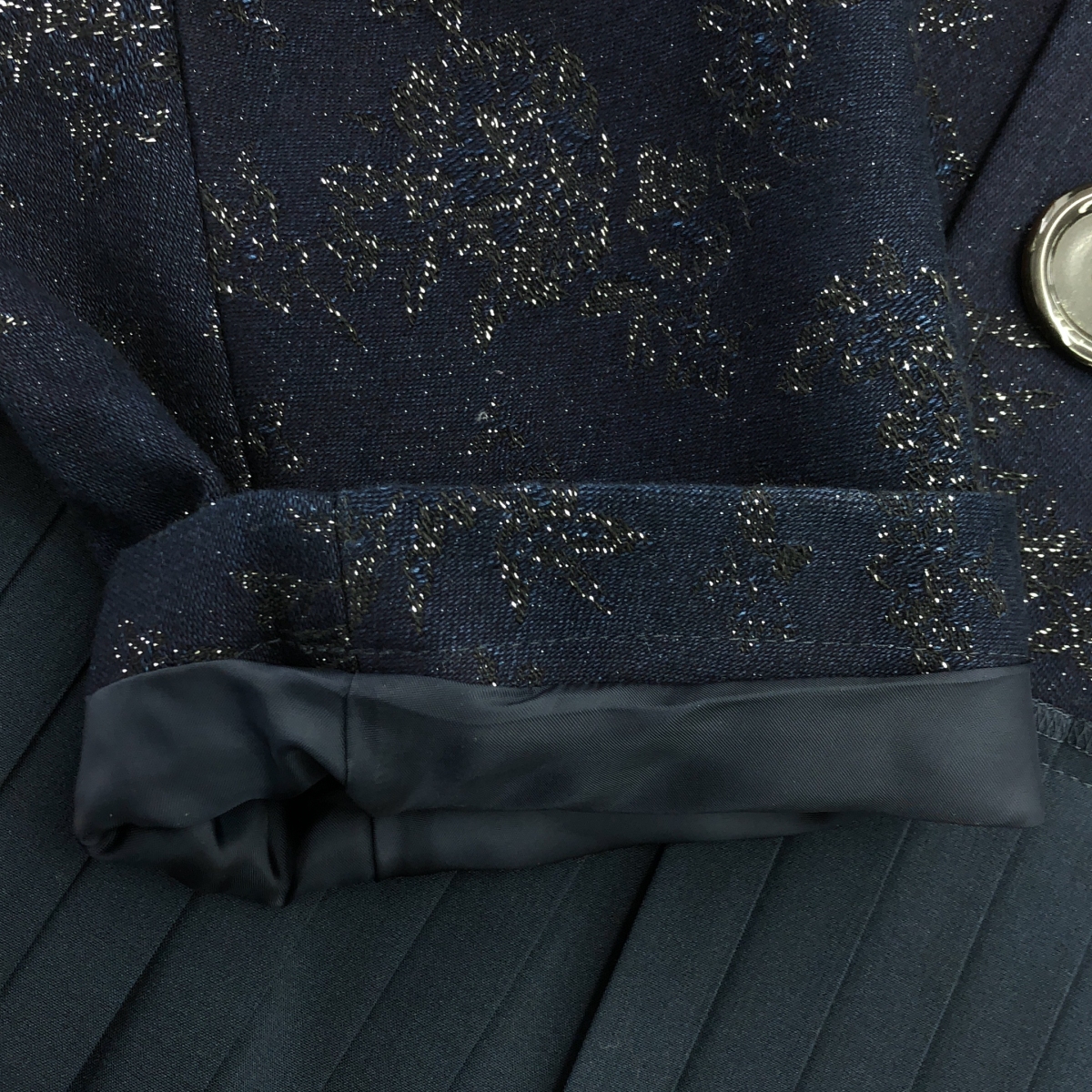 tricot COMME des GARCONS / トリココムデギャルソン ジャガード プリーツ ドッキング ノーカラー コート