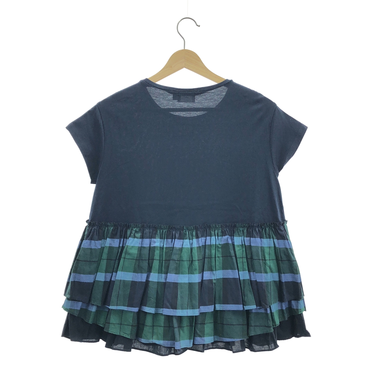 yori / ヨリ チェック切替 フリル  カットソー Tシャツ