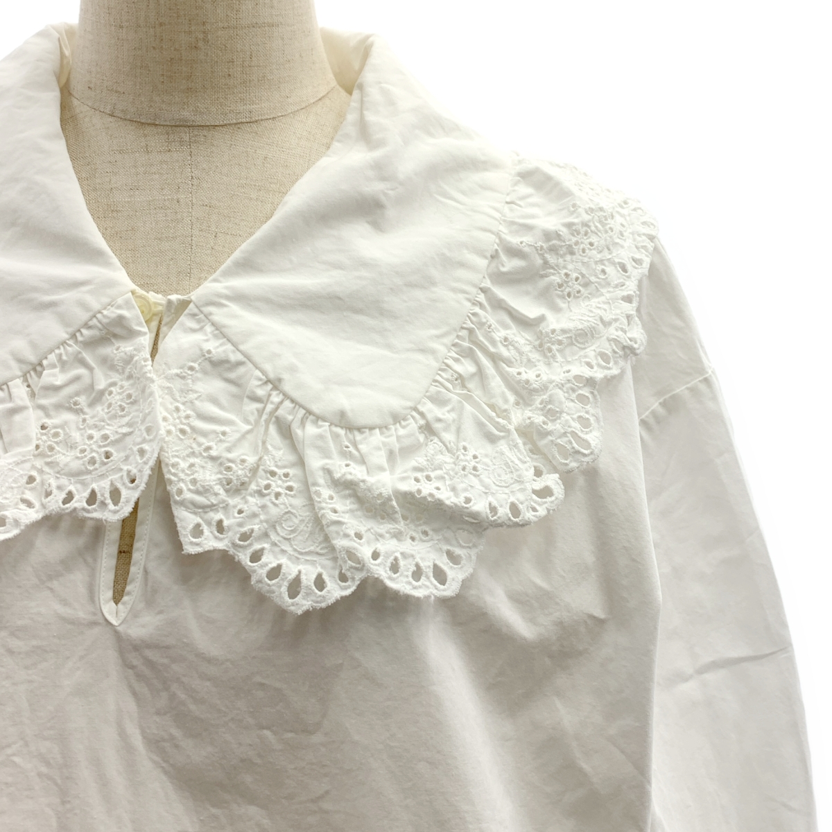 MADISON BLUE / マディソンブルー ワンポイントロゴ レースフリルウォッシュドアウトブラウス シャツ