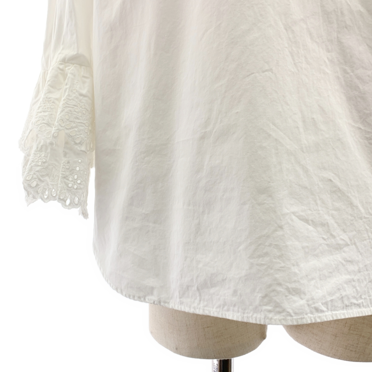 MADISON BLUE / マディソンブルー ワンポイントロゴ レースフリルウォッシュドアウトブラウス シャツ