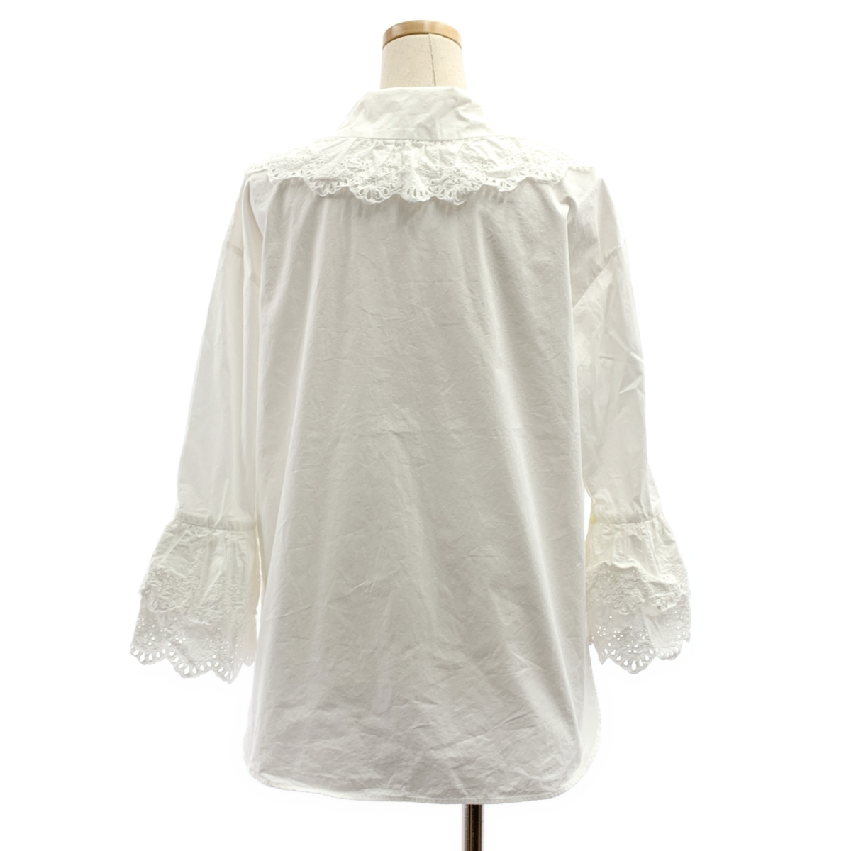 MADISON BLUE / マディソンブルー ワンポイントロゴ レースフリルウォッシュドアウトブラウス シャツ