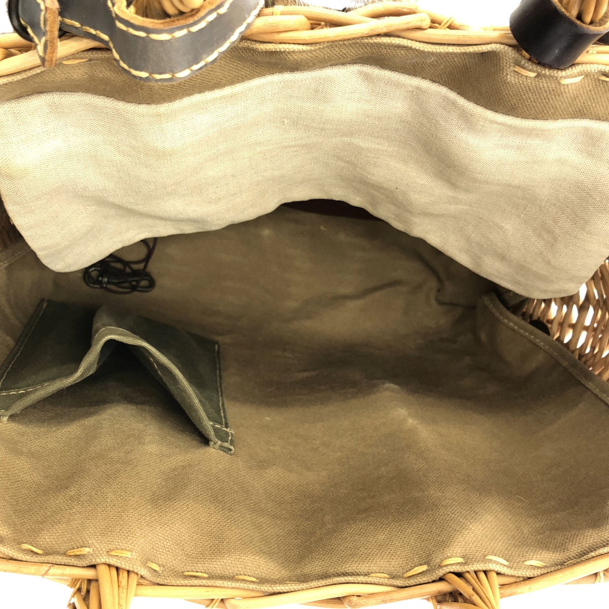 ebagos / エバゴス ラビットファー リネン被せ カゴバッグ