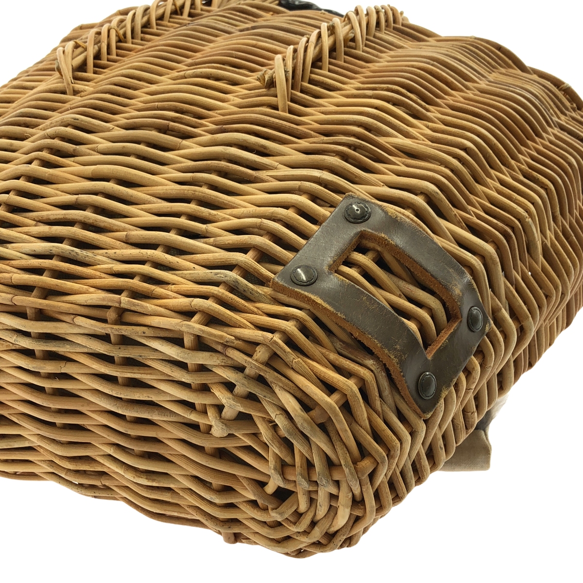 ebagos / エバゴス ラビットファー リネン被せ カゴバッグ