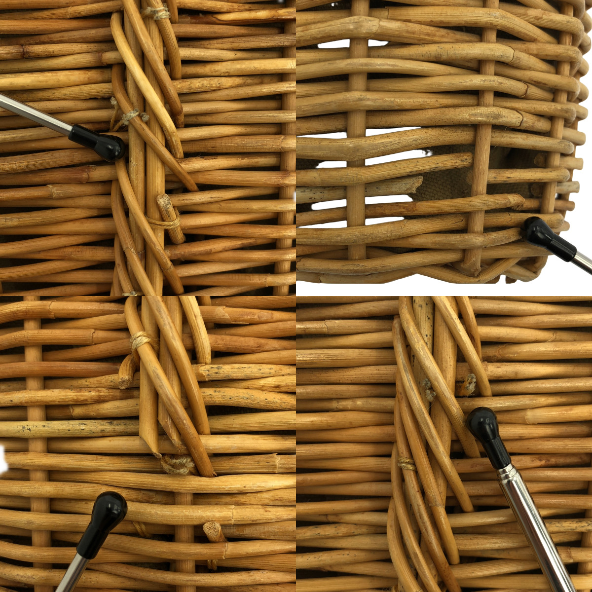 ebagos / エバゴス ラビットファー リネン被せ カゴバッグ