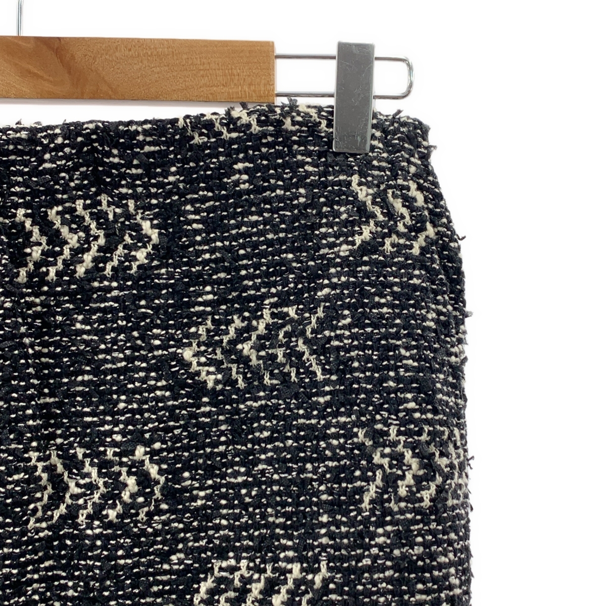 Coohem / コーヘン コットン混 ツイード フリンジ タイトスカート