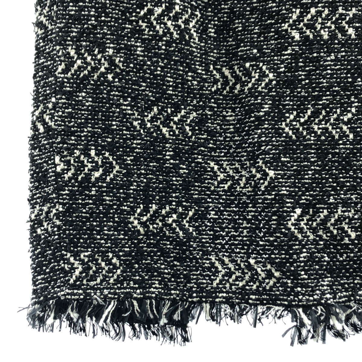 Coohem / コーヘン コットン混 ツイード フリンジ タイトスカート