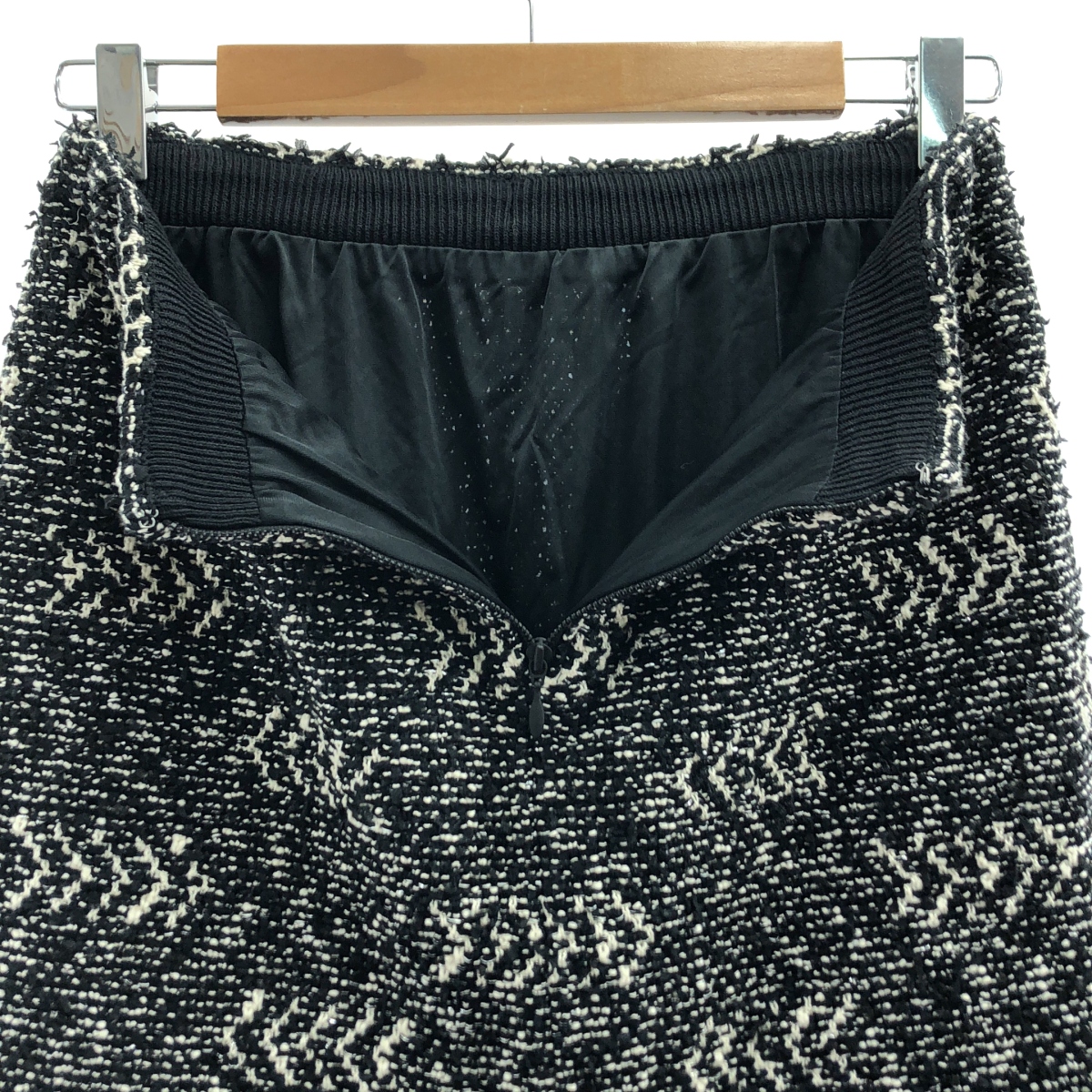 Coohem / コーヘン コットン混 ツイード フリンジ タイトスカート