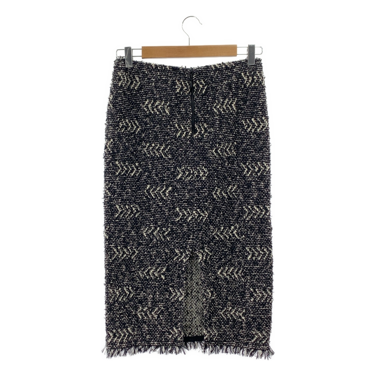 Coohem / コーヘン コットン混 ツイード フリンジ タイトスカート