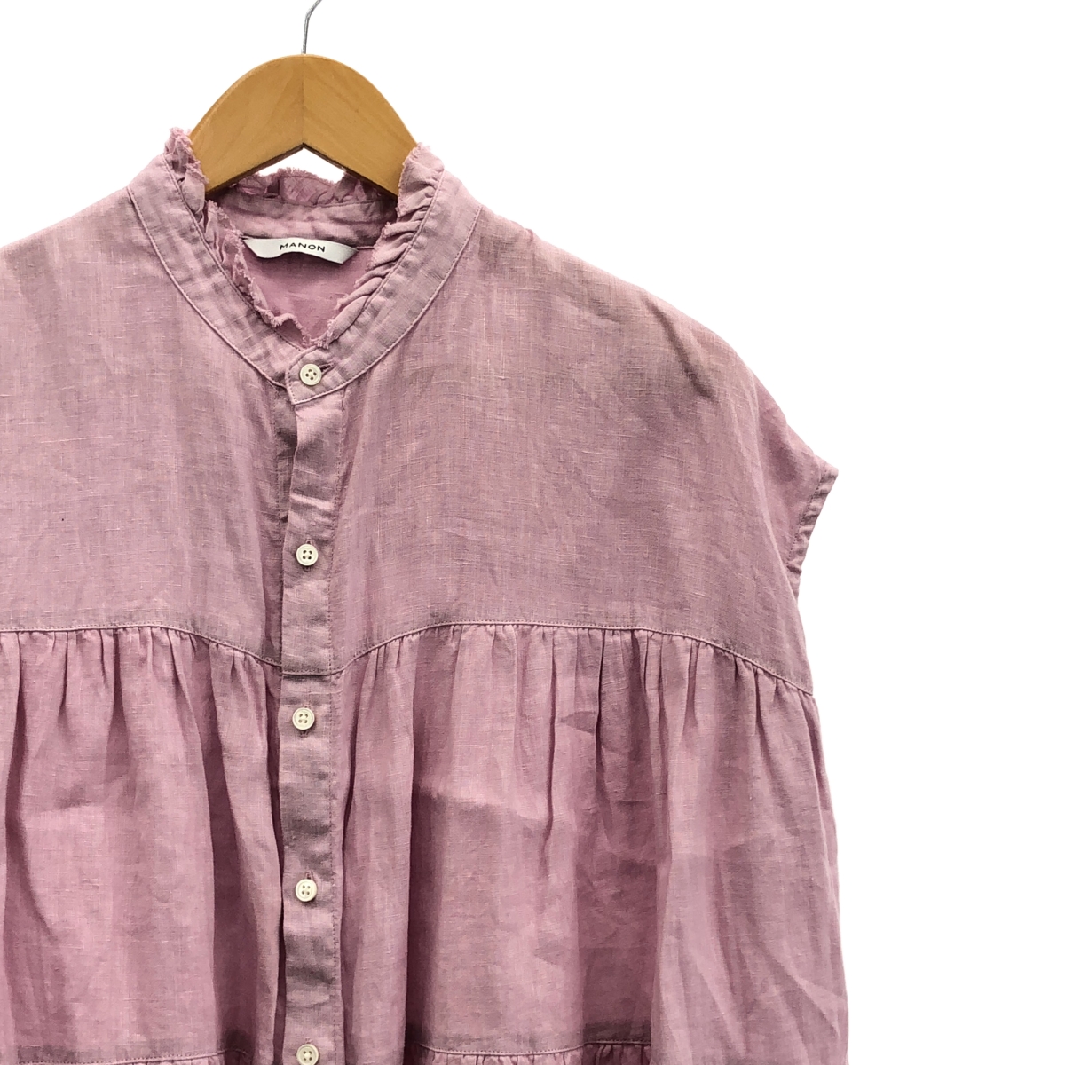 manon / マノン OVERDYE TIERED LINEN BLOUSE リネン フリルカラー シャツ