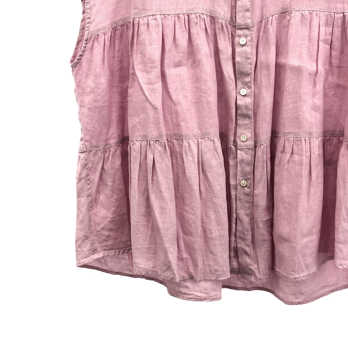 manon / マノン OVERDYE TIERED LINEN BLOUSE リネン フリルカラー シャツ