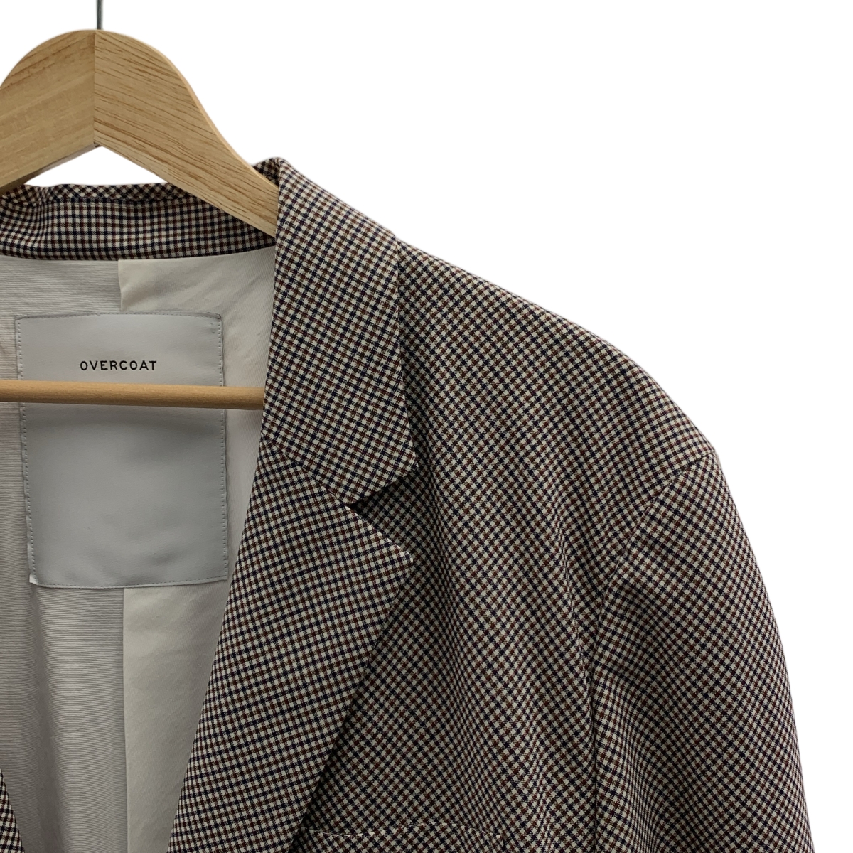 OVERCOAT / オーバーコート Dropped Shoulder Jacket with Notched Collar in Hardcover Check チェック ウール テーラードジャケット