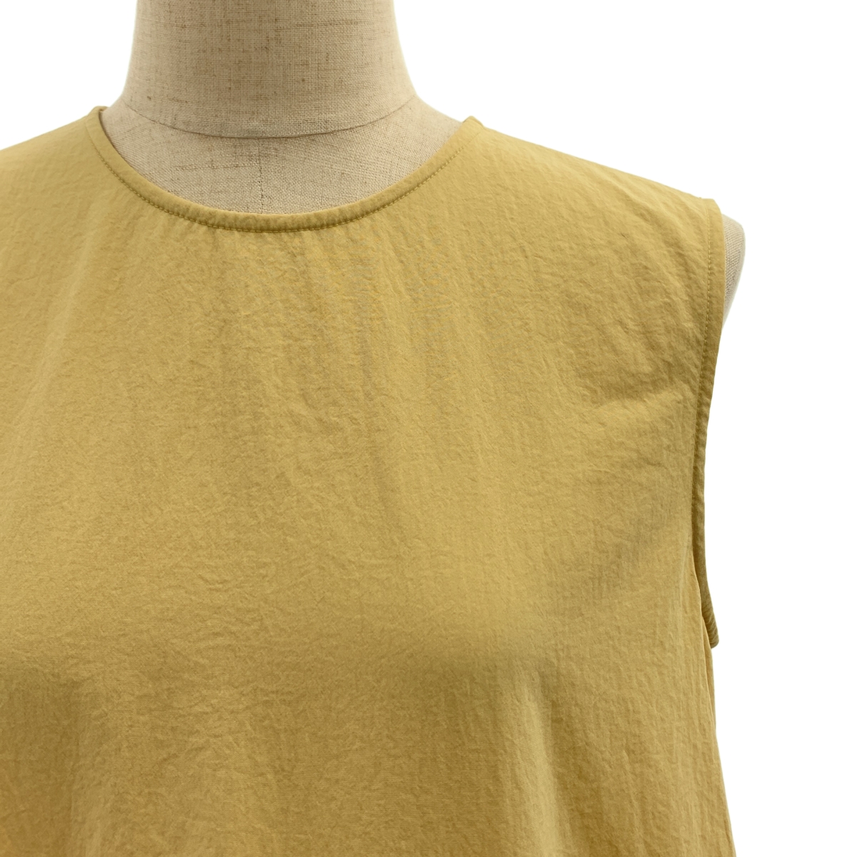 その他 ローウエスト ギャザー ノースリーブ ワンピース