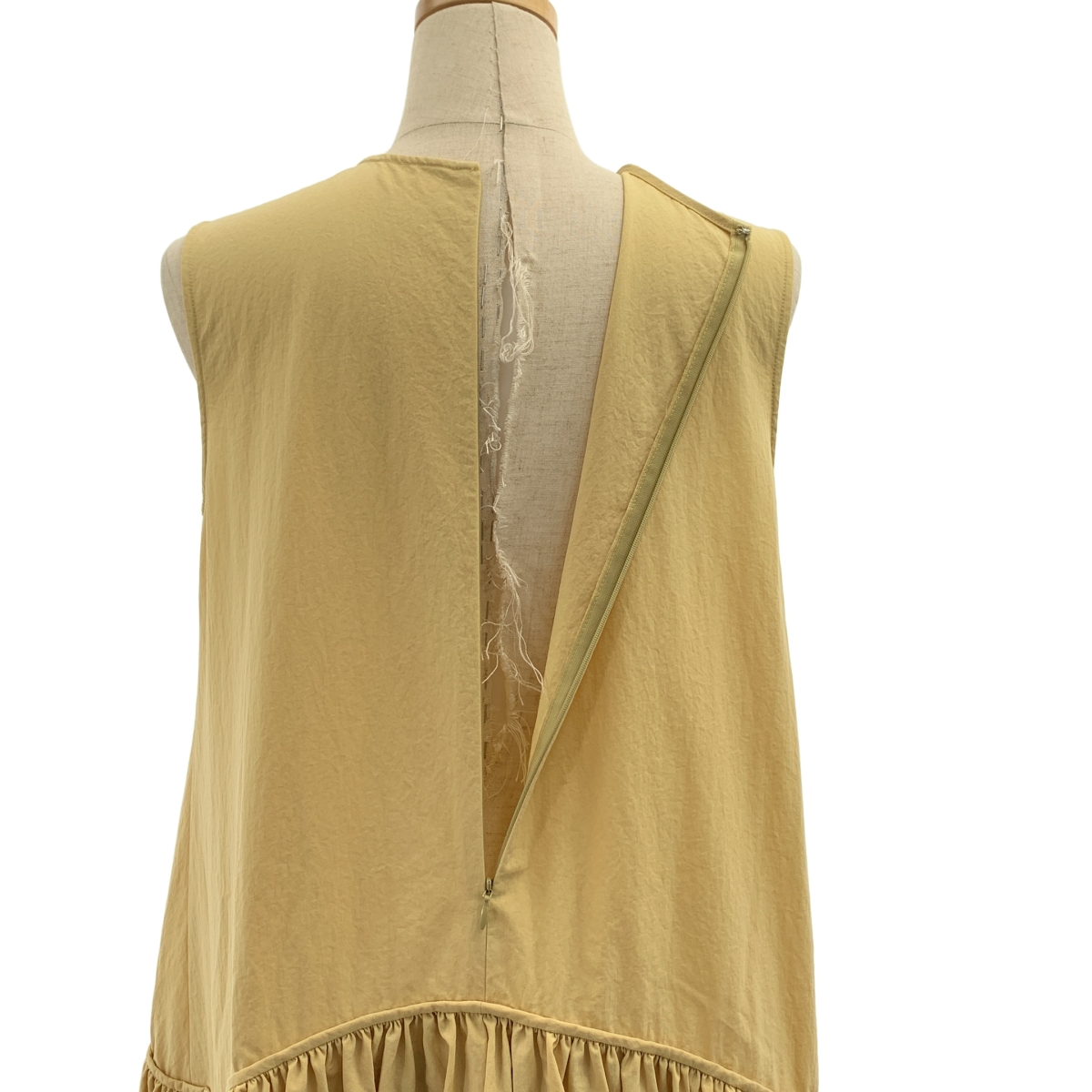 その他 ローウエスト ギャザー ノースリーブ ワンピース