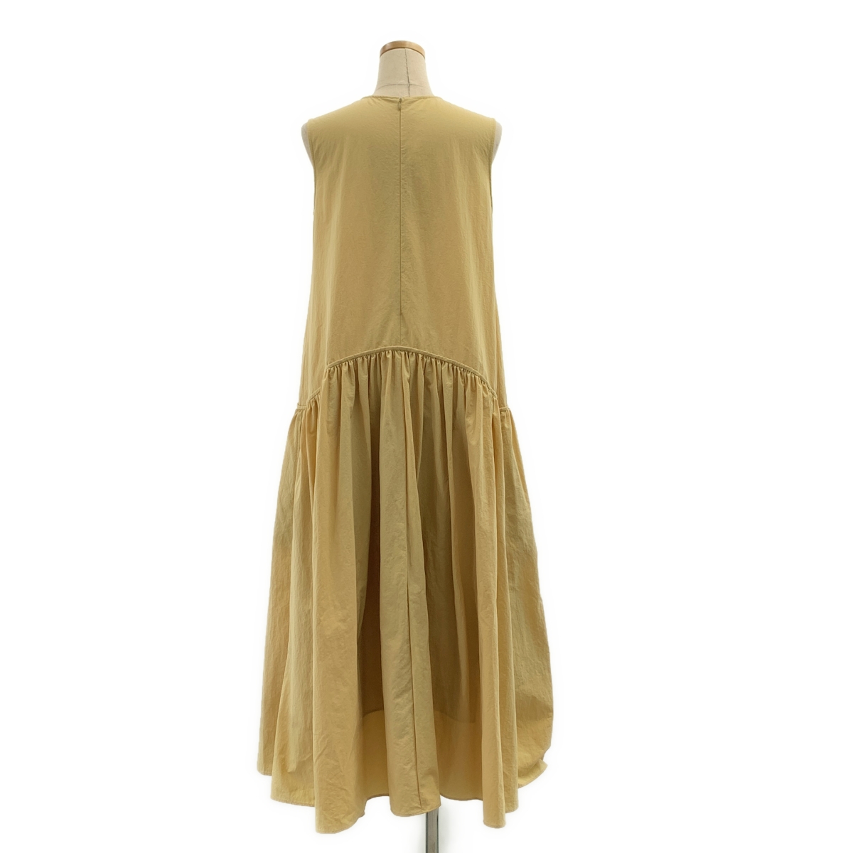 その他 ローウエスト ギャザー ノースリーブ ワンピース