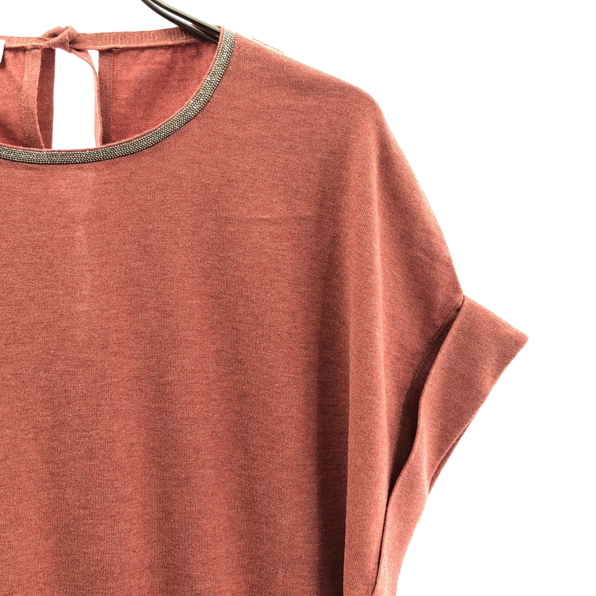 BRUNELLO CUCINELLI / ブルネロクチネリ コットン ビジュー装飾 半袖ニット