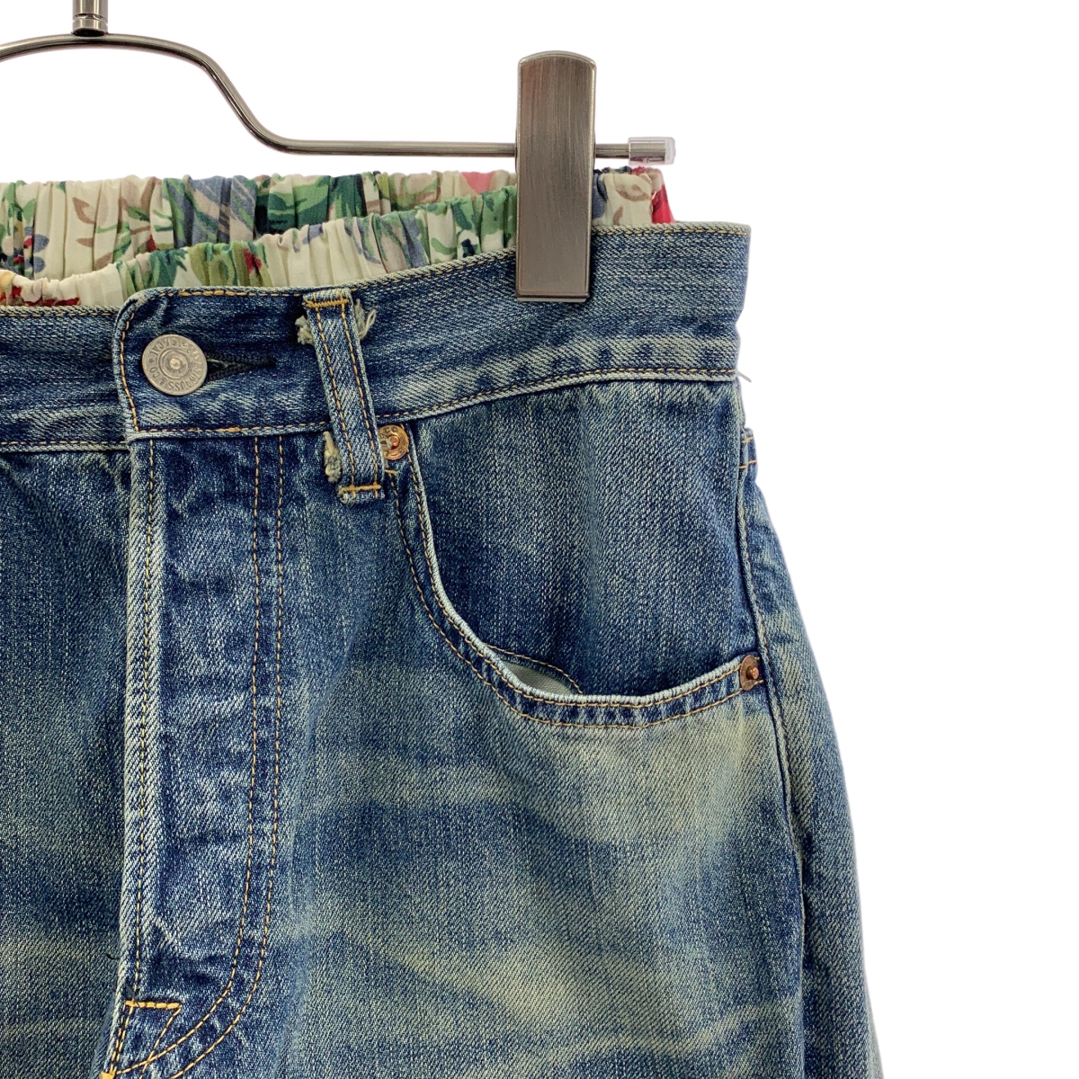 JUNYA WATANABE / ジュンヤワタナベ × Levi's ダメージ加工 再構築 フラワー プリーツ パンツ