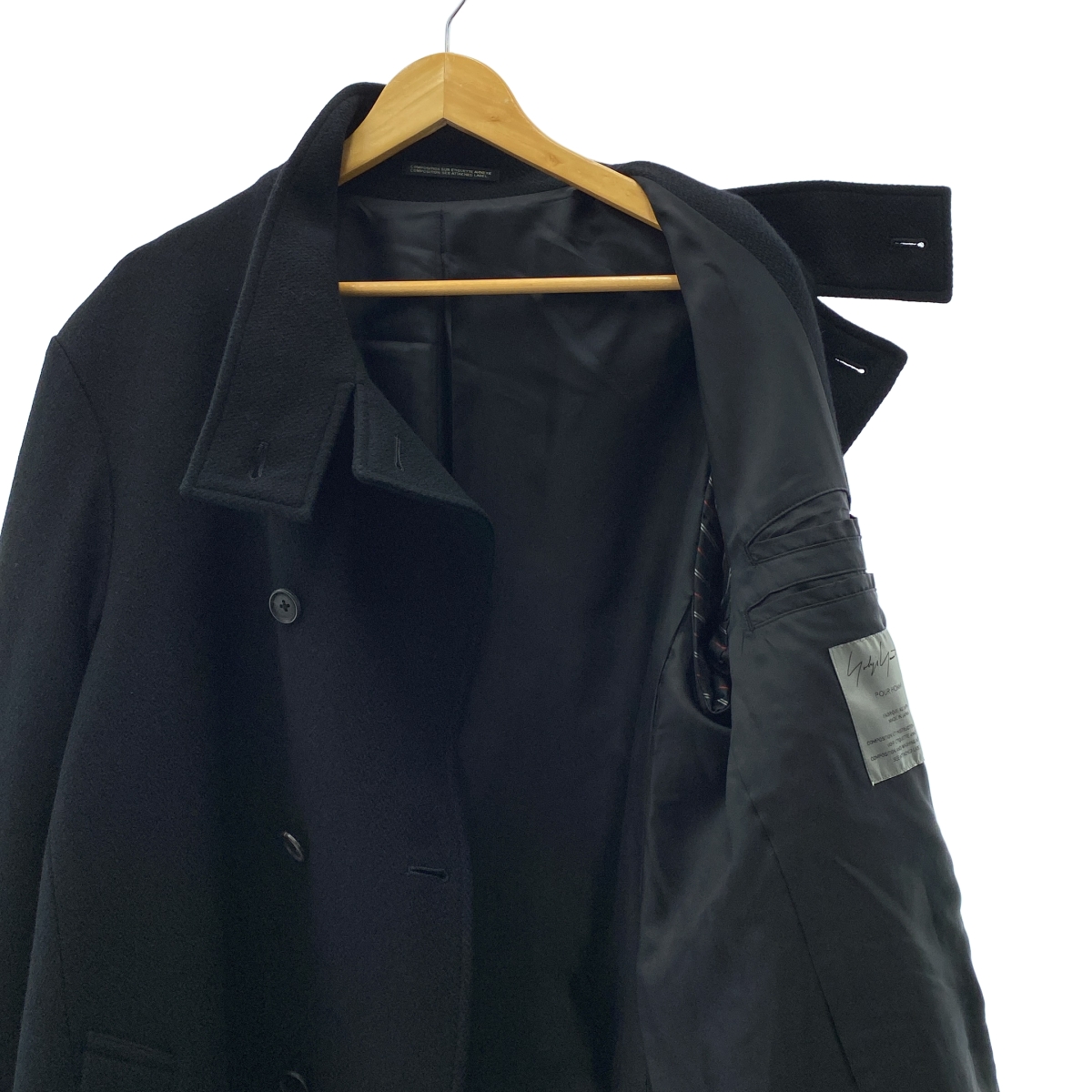 YOHJI YAMAMOTO POUR HOMME / ヨウジヤマモトプールオム 老虎残夢 刺しゅう ウール混 ダブルブレスト ロングコート