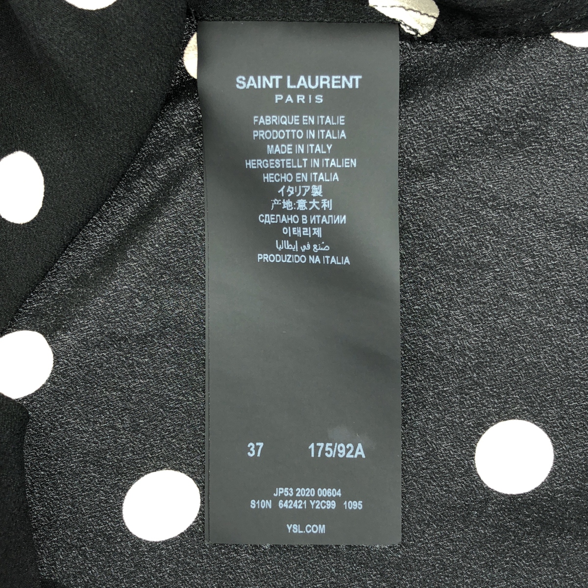 SAINT LAURENT PARIS / サンローランパリ silk 100％ / シルク ポルカドット レギュラーカラーシャツ