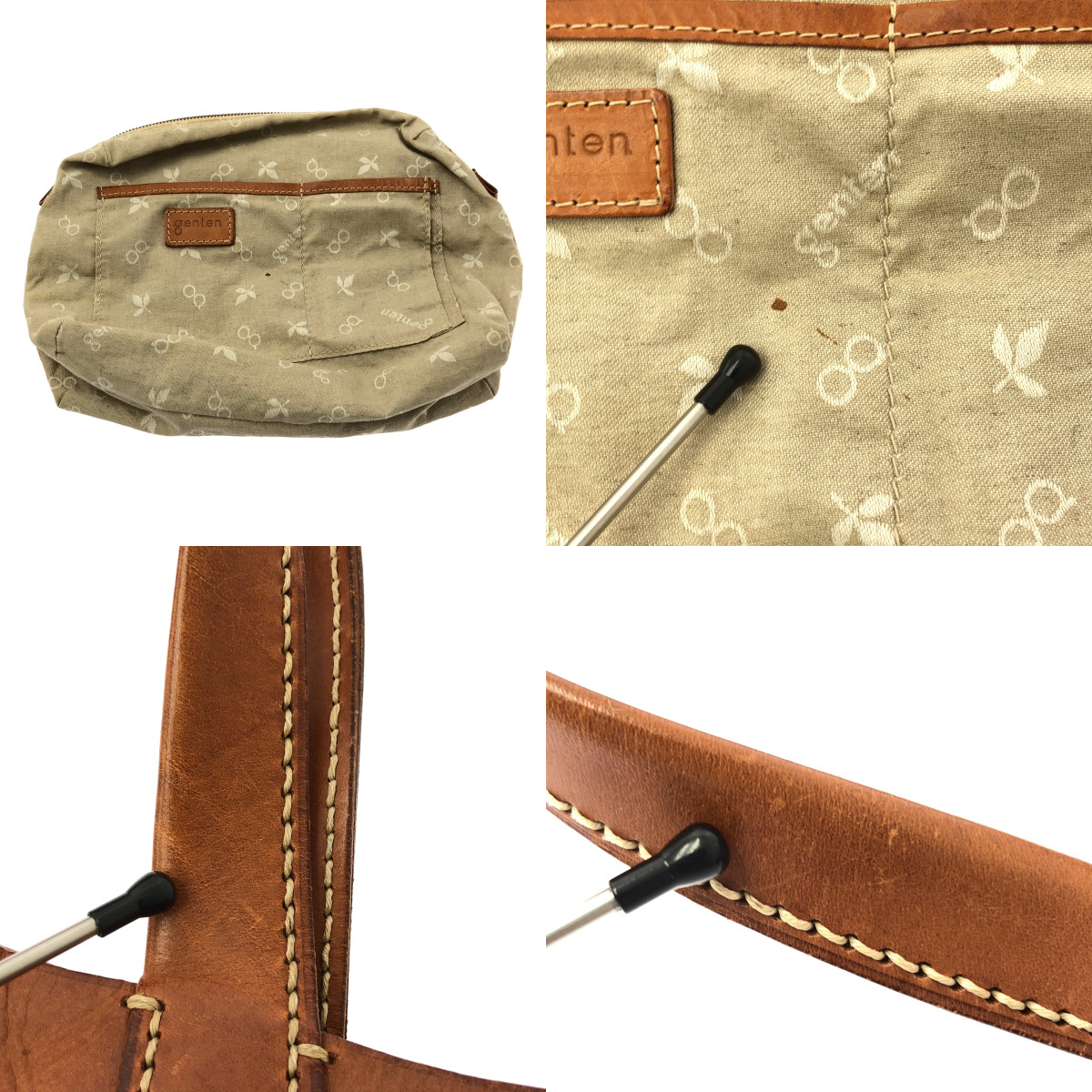 genten / ゲンテン AMANO アマーノ レザー トートバッグ M インナーポーチ付き