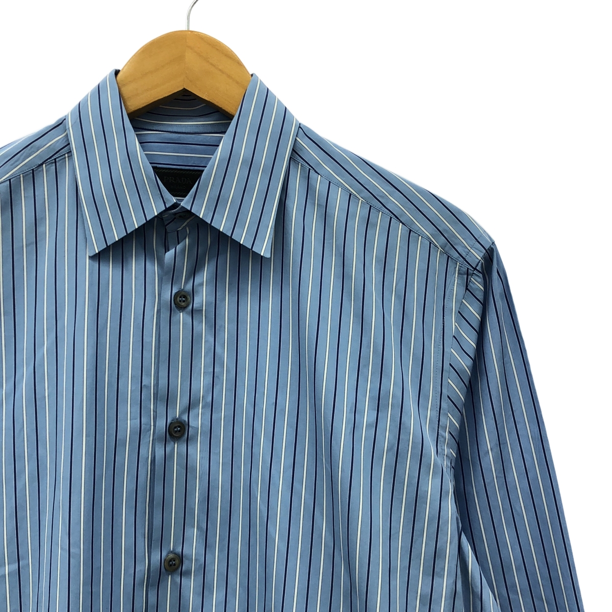PRADA / プラダ POPELINE BACCHET / コットン ストライプ レギュラーカラー シャツ