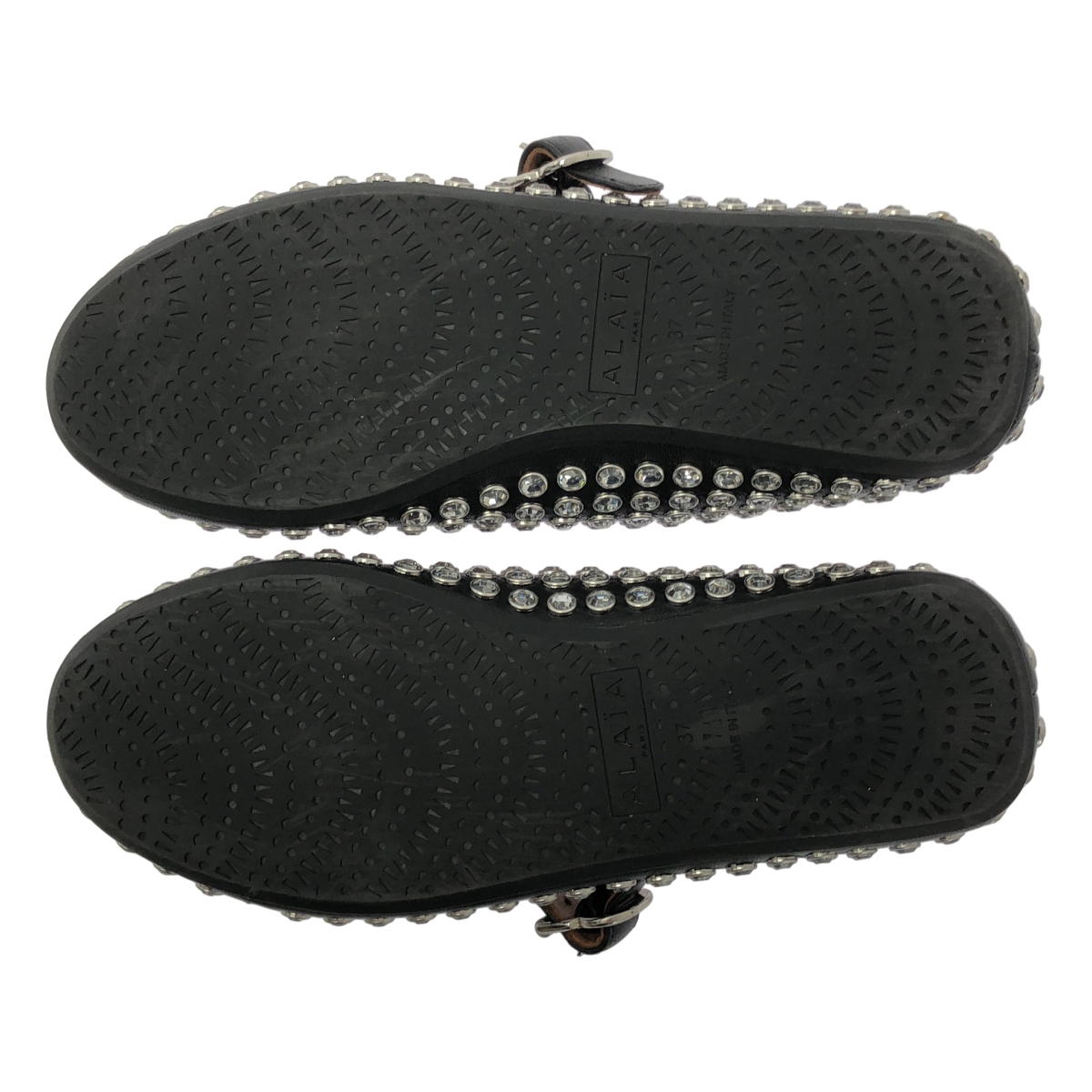ALAIA / アライア ラインストーン ラムスキン製 バレリーナ フラット シューズ