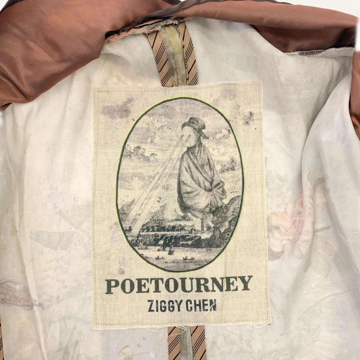 ziggy chen / ジギーチェン ビスコース 総柄 シングルブレスト オーバージャケット