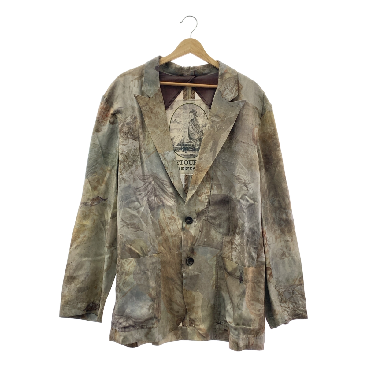 ziggy chen / ジギーチェン ビスコース 総柄 シングルブレスト オーバージャケット