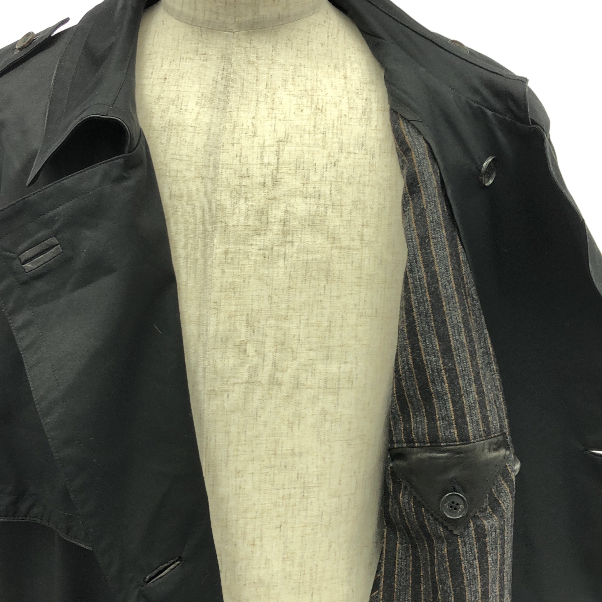 その他 ウール カシミア ストライプ裏地 トレンチコート