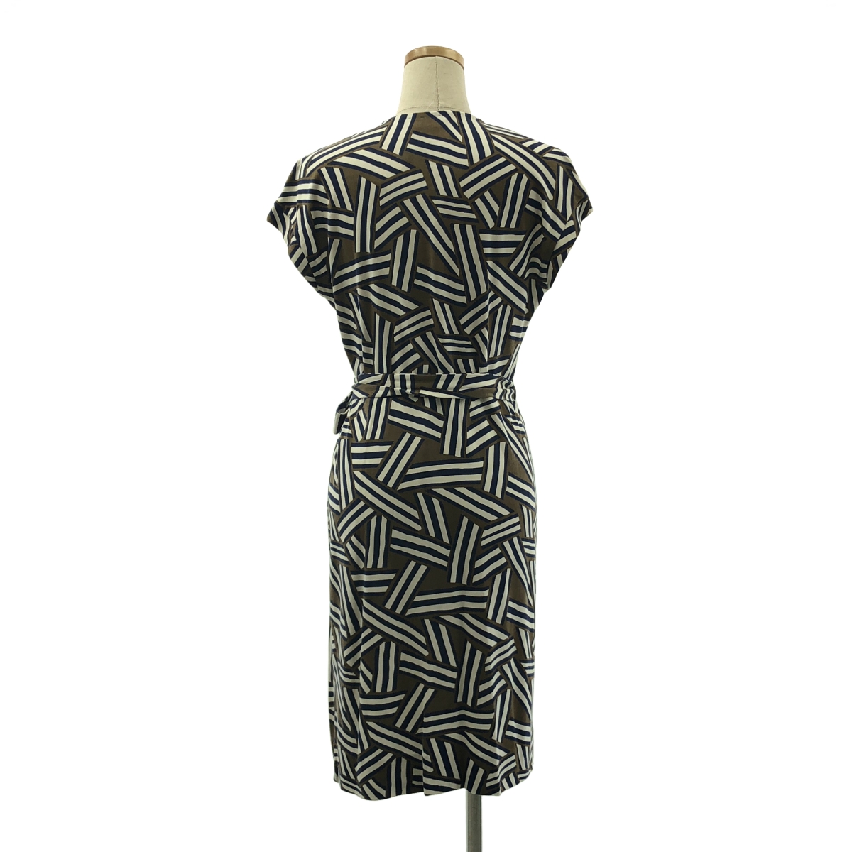 DIANE VON FURSTENBERG / ダイアンフォンファステンバーグ シルク ジオメトリック ノースリーブ カシュクールワンピース