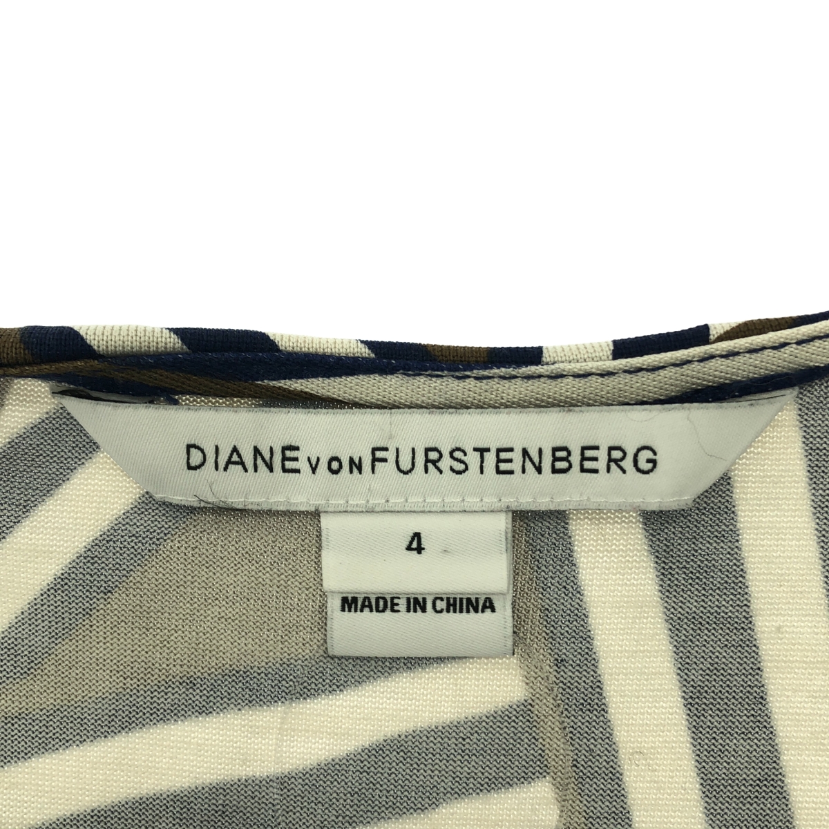 DIANE VON FURSTENBERG / ダイアンフォンファステンバーグ シルク ジオメトリック ノースリーブ カシュクールワンピース