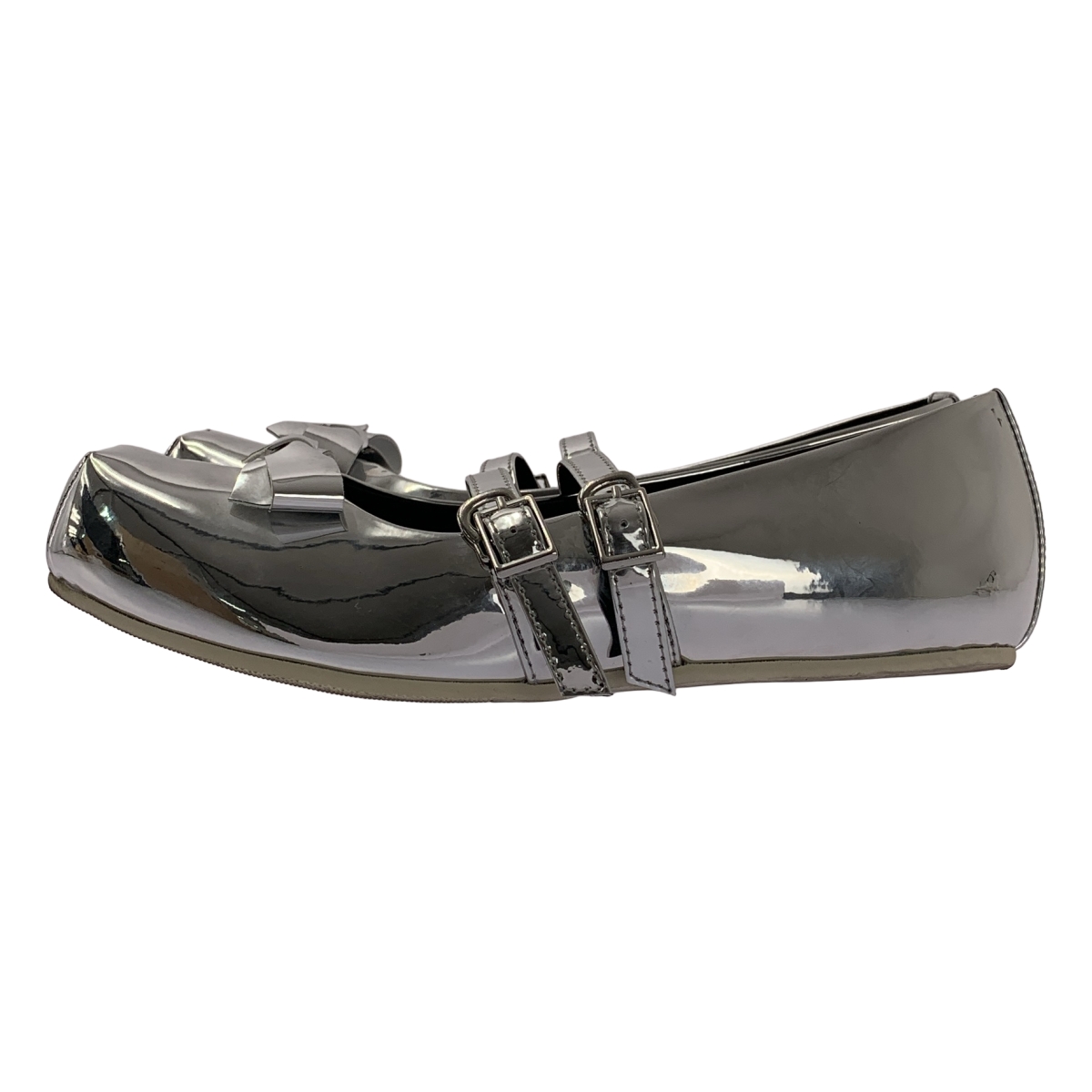 AKIKOAOKI / アキコアオキ Giselle Flat Mirror / メタリック リボン ストラップ フラットシューズ