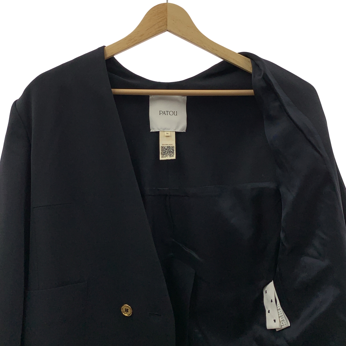 PATOU / パトゥ テックウール製 ノーカラーダブルブレストジャケット