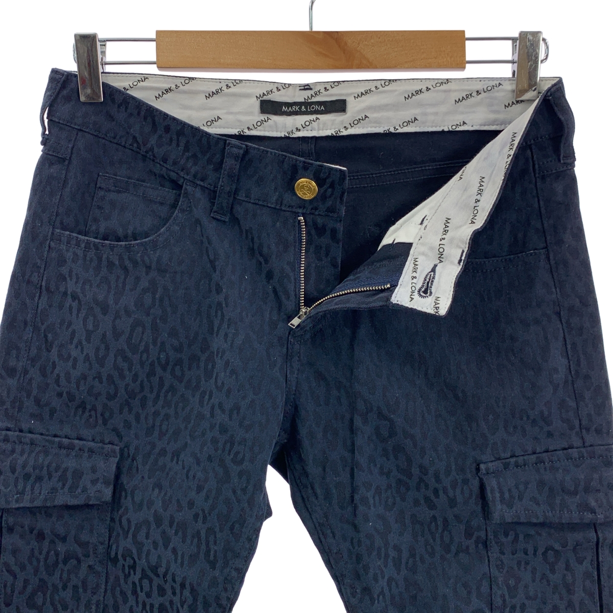 MARK&LONA / マークアンドロナ ロゴ刺しゅう レオパード柄 ストレッチ カーゴパンツ