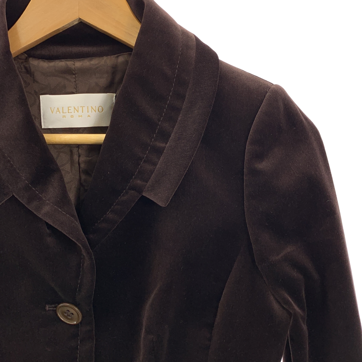 VALENTINO / ヴァレンティノ ベロア ショールカラー シングル ジャケット / ロゴ総裏地