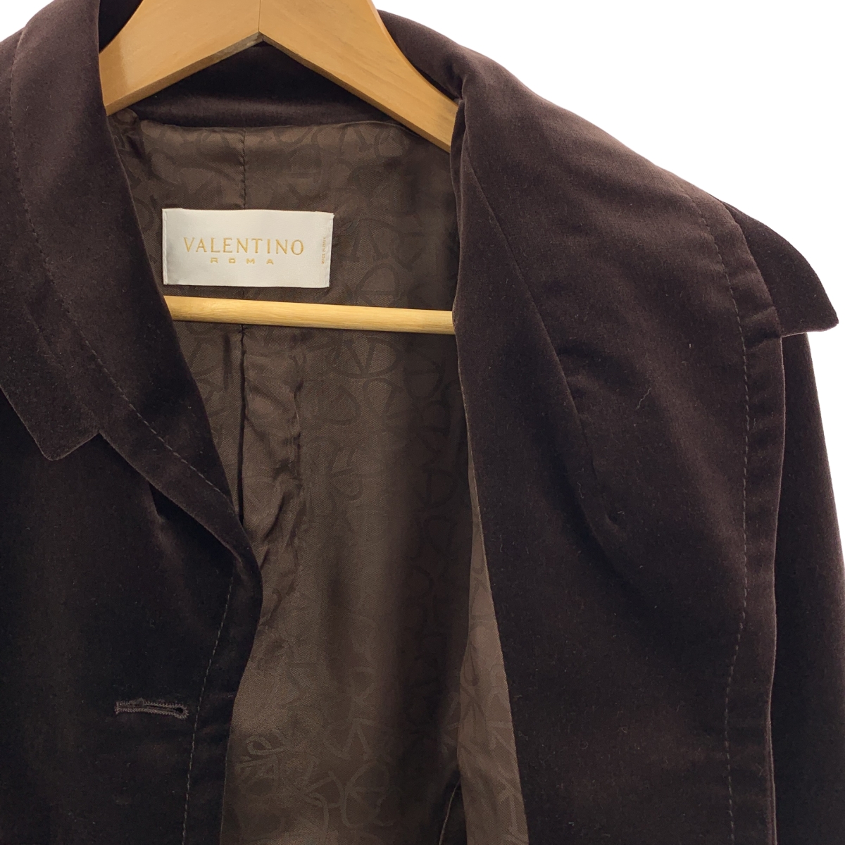 VALENTINO / ヴァレンティノ ベロア ショールカラー シングル ジャケット / ロゴ総裏地