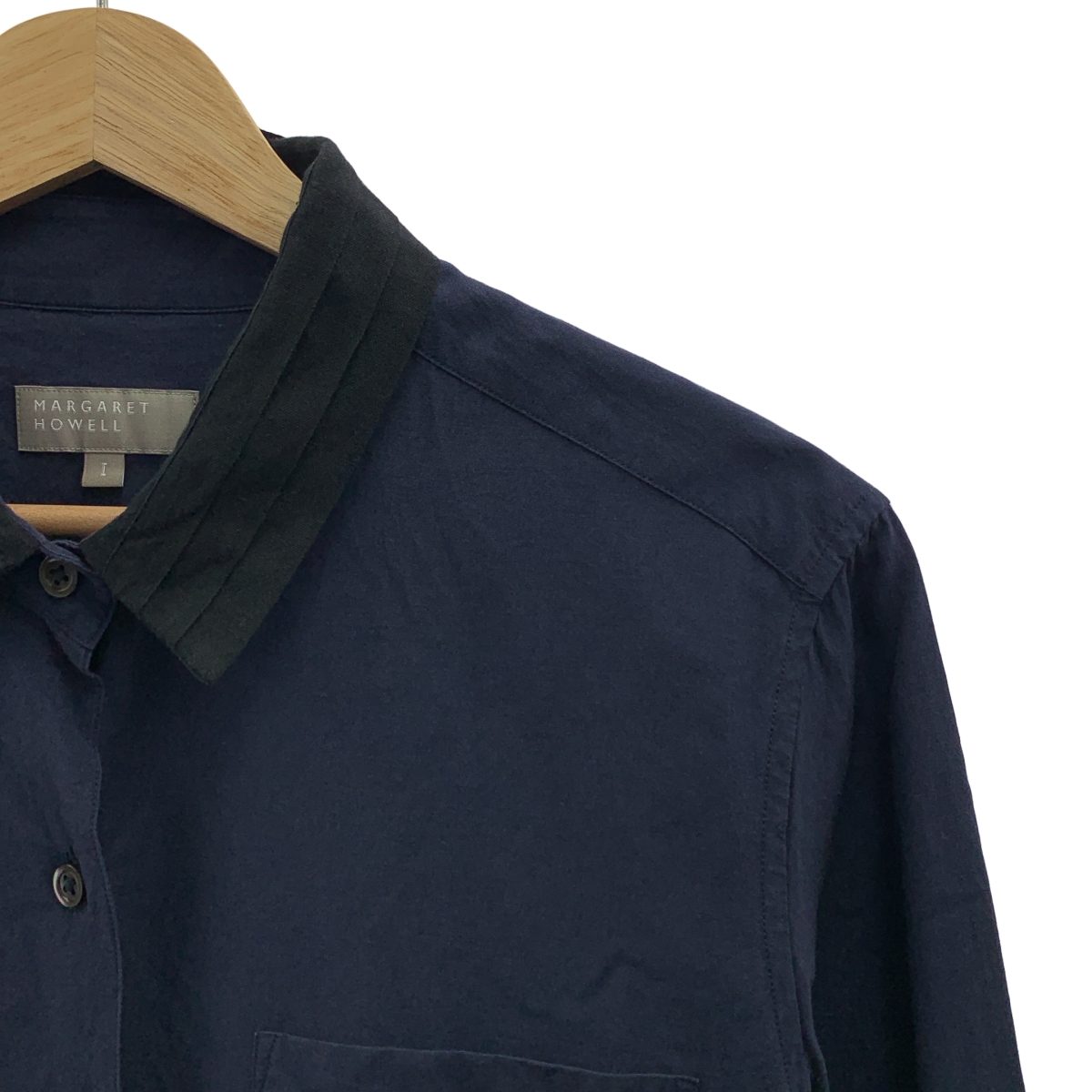 MARGARET HOWELL / マーガレットハウエル コットン シルク 襟切替 シャツ