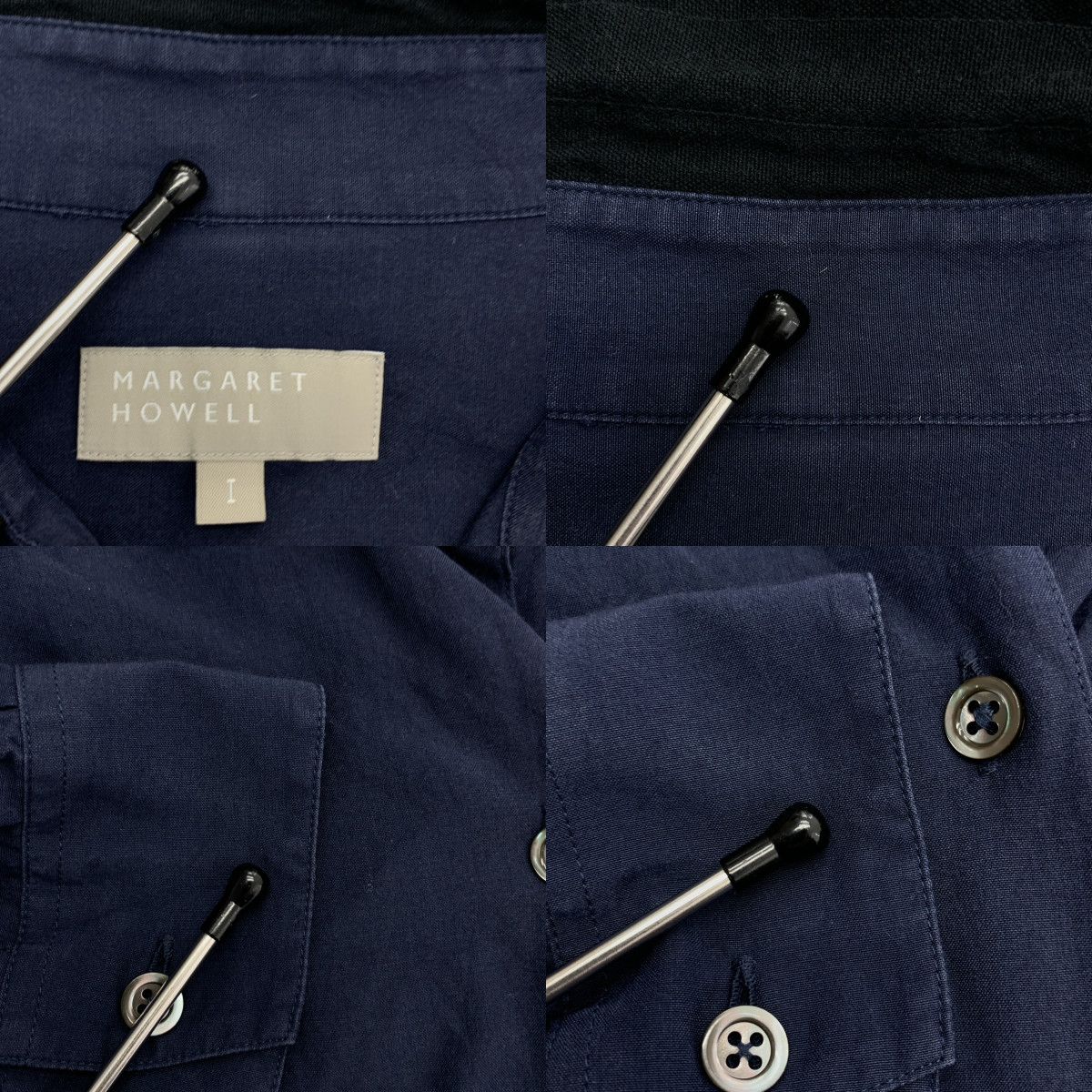 MARGARET HOWELL / マーガレットハウエル コットン シルク 襟切替 シャツ