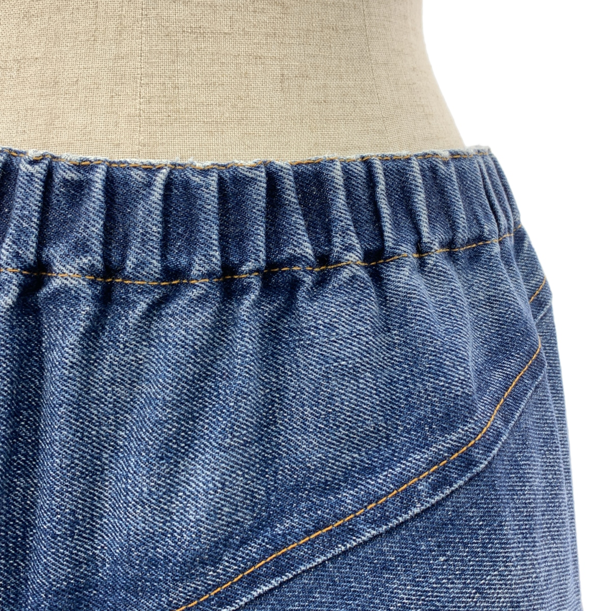 tricot COMME des GARCONS / トリココムデギャルソン 変形 アシンメトリー パッチワーク ウエストゴム デニム スカート