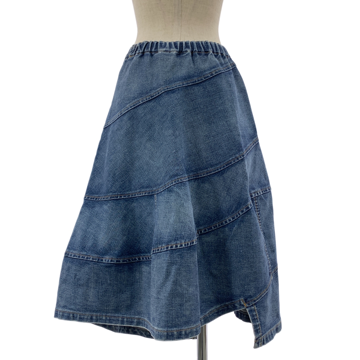 tricot COMME des GARCONS / トリココムデギャルソン 変形 アシンメトリー パッチワーク ウエストゴム デニム スカート