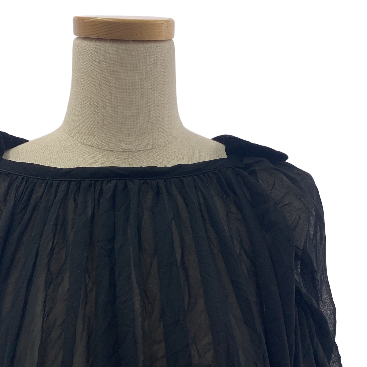 COMME des GARCONS COMME des GARCONS / コムコム ベロア切替え フリル ギャザー シアー ブラウス シャツ